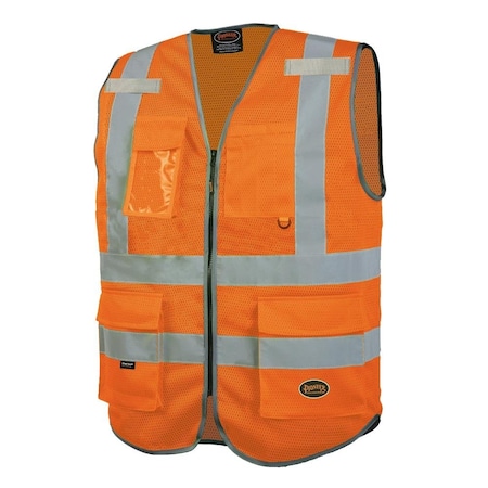 Pioneer Multi Pocket Mesh Vest, Orange, XL V1024850U-XL